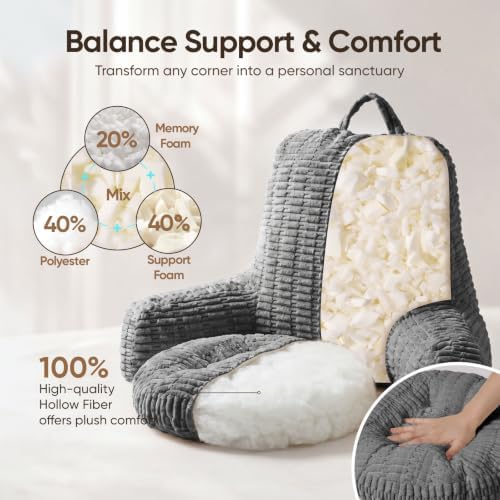 21"H Large Reading Pillow, Backrest Pillow with Floor Cushion Pillow