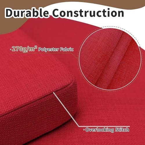 Chair Cushions for Dining Chairs 4 Pack 35D High-Density Foam Seat Cushions for Kitchen Chairs with Ties Non Slip and Removable Cover Chair Pads 16.5" x 16.5" x 2" (Red)