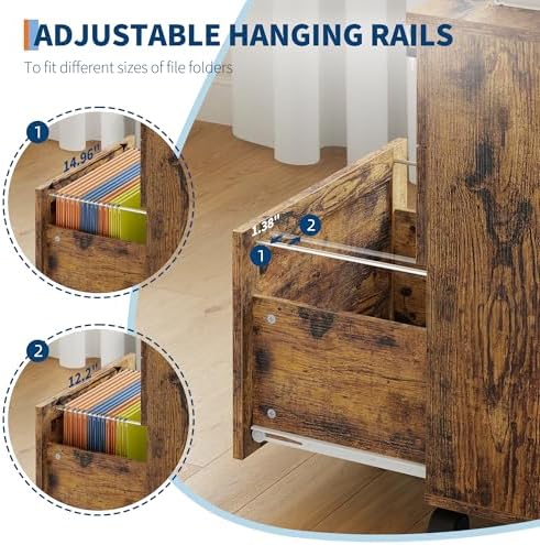 Garvee 3-Drawer Mobile File Cabinet with Lock, Under Desk Storage Drawers