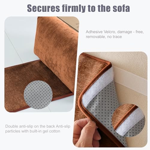Recliner & Armchair Headrest Pillow - Non-Slip Velvet Cushion for Neck Support & Pain Relief, Brown