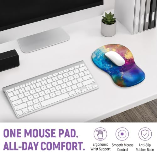 Ergonomic Mouse Pad with Wrist Rest, Gel Wrist Support, Gold Splash