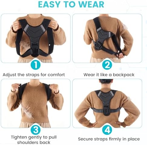 Posture Corrector for Men & Women, Adjustable Back Brace & Straightener for Office, Home & Daily Use, Relieve Back Pain, Prevent Hunching & Slouching, Comfortable & Breathable, S