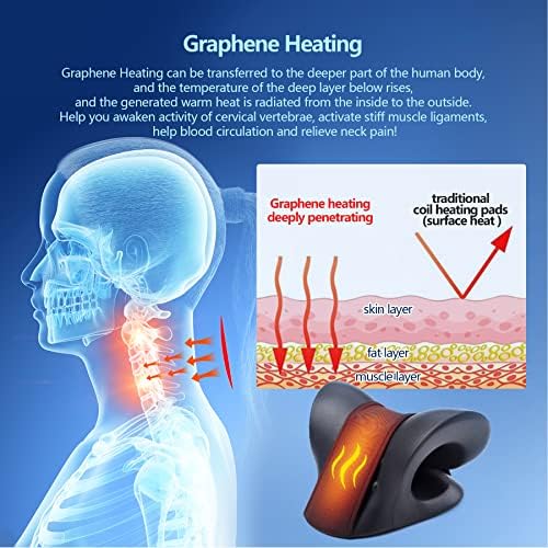 Cozyhealth Neck Stretcher for Neck Pain Relief, Heated Cervical Traction Device Pillow with Graphene Heating Pad, Neck and Shoulder Relaxer for TMJ Pain Relief and Cervical Spine Alignment (Black)