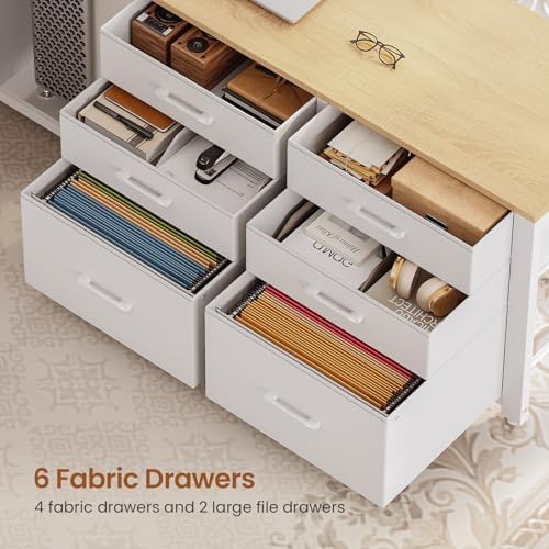 SEDETA L Shaped Electric Standing Desk with 6 Fabric Drawers, Storage