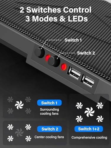 Kootek Laptop Cooling Pad Cooler Stand with 5 Quiet Fans for 12"-17" Laptop