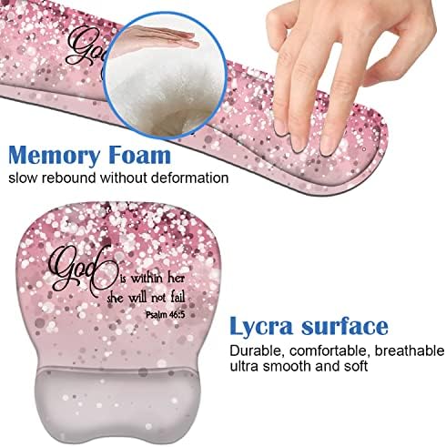 Ergonomic Mouse Pad Wrist Support and Keyboard Wrist Rest Set with Coasters, Non-Slip PU Base, Easy Typing & Pain Relief, Perfect for Home Office Working Studying, Quote Bible Verses Psalm 46:5