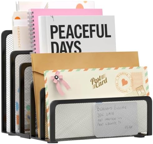 Mail Organizer with 5 Slot Mail Holder for Desk Black