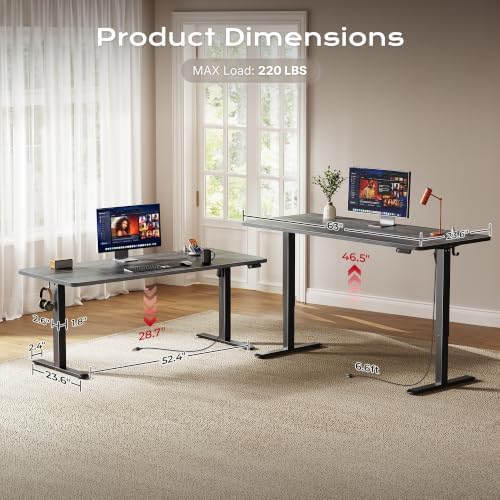 Huuger 63 X 24 Inch Electric Standing Desk with Power Outlets