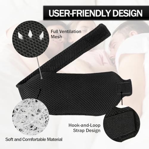 Neck Support Brace for Sleep & Post-Surgery Recovery, Adjustable Anti-Snoring Collar & Chin Up Alignment Device for Tonsil Adenoidectomy - Comfortable Mesh Design (Black)