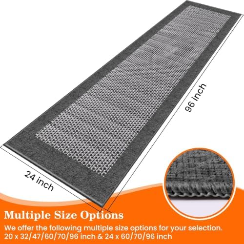 StepRite Kitchen Rugs, Kitchen Mats for Floor, 96"x24" Non-Slip Machine-Washable Kitchen Throw Rug, Absorbent Runner Rugs Office, Sink Standing Desk Mat, Decor Carpet, Grey