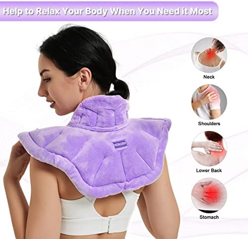 MORLIDEN Neck Heating Pad Microwavable for Shoulders, Warmer Wrap Microwave Heating Pad for Neck and Shoulders for Pain Relief - Purple