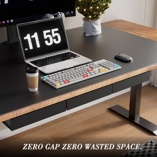 Under Desk Drawer with Gap-Free Side-by-Side Design, Hidden Handle Pull-Out Organizer for Office Desk (Black, Steel, 1-Pack)