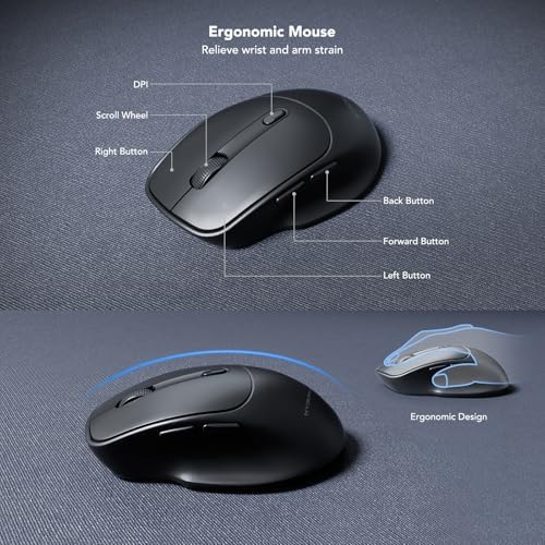 KYSONA Wireless Keyboard and Mouse Combo, Full Sized Cordless Keyboard with Wrist Rest, Phone Holder, 2.4G 3 DPI Adjustable Optical Mice Keyboard for Computer/Laptop/PC/MAC/Windows, Black