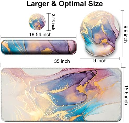 4 in 1 Mouse Pad Set with Wrist Rest for Keyboard,Desk Mat,Coaster-Marble