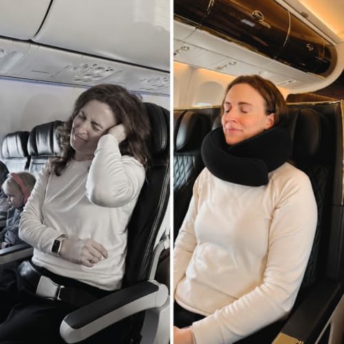 FlyHugz® Neck Travel Pillow Memory Foam Neck Pillow, Midnight Black