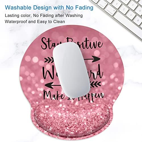 ITNRSIIET Ergonomic Mouse Pad with Wrist Support Wrist Rest Smooth Surface Non-Slip Rubber Base Comfortable Office Supplies Pain Relief, 9.8 x 9.1 inches, Pretty Inspirational Quotes