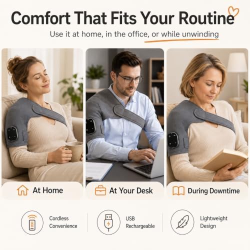 Vital Triple Method Shoulder Massager, Triple-Mode Shoulder Massager with Heat, Compression and Vibration