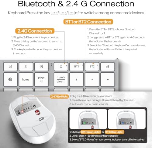 OMOTON Wireless Keyboard and Mouse Combo for Mac, Full-Size Metal Frame