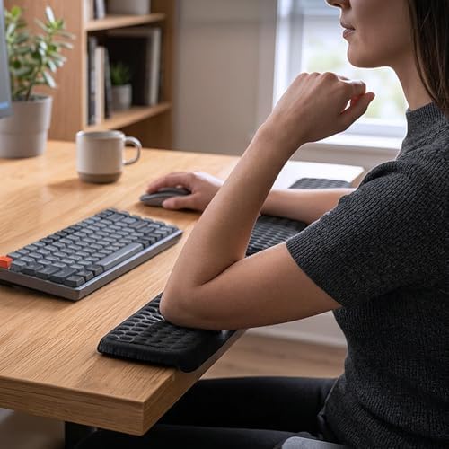 L-Shaped Memory Foam Desk Edge Cushion (2-Pack), Non-Slip PU Cover