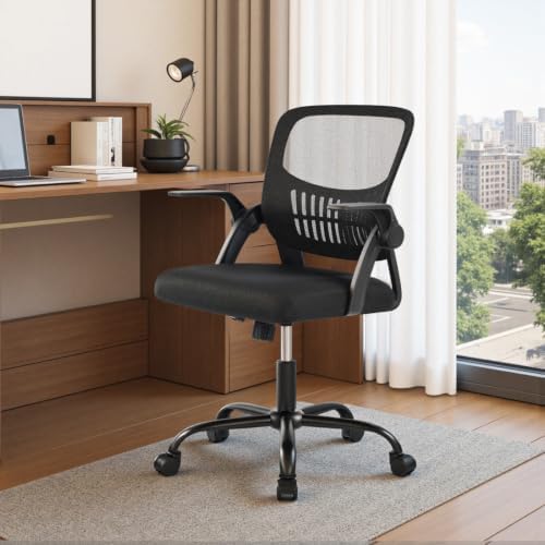 Sweetcrispy Computer Desk Chair, Home Office Chair, Lumbar Support, Black