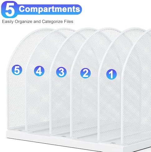 gianotter Desktop File Organizer with 5 Compartments
