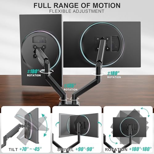 WALI Adjustable Dual Monitor Arm for 13-32 inch Screens, 22 lbs per Arm