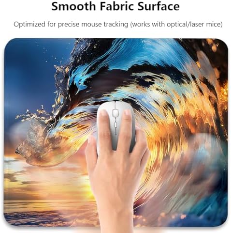 Ocean Waves Mouse Pad, Cool Golden Sea Wave Embracing The Sunset Desk Mat