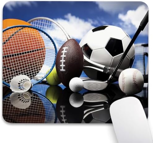 Sports Mouse Pad, Soccer Darts Ice Hockey Baseball Basketball Desk Mat