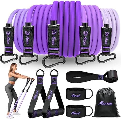 HPYGN Resistance Bands with Handles, 150 lb Exercise Bands for Home Workout