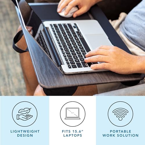 LAPGEAR Home Office Pro Lap Desk - Gray Woodgrain, Fits 15.6” Laptops