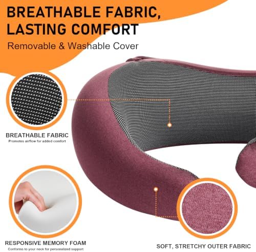 Travel Pillow - Hooded Neck Pillow Airplane Memory Foam Filling