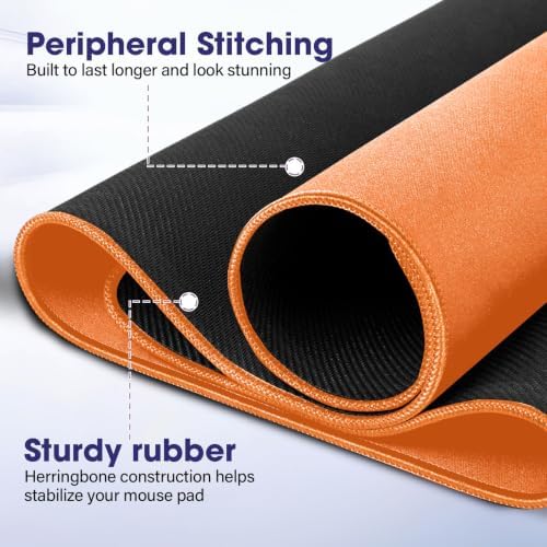 31.5" x 15.7" Waterproof Fabric Keyboard Mat, Rubber Anti-Slip Base, Orange