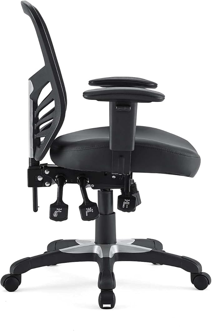 Modway Articulate Mesh Office Chair with Fully Adjustable Vegan Leather Seat In Black