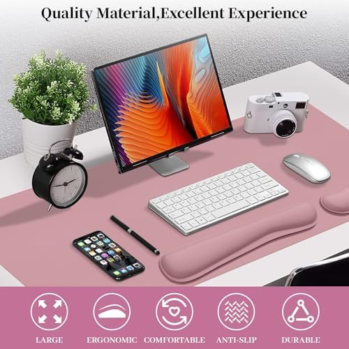 Mouse Pad and Keyboard Wrist Rest, 3-in-1 Keyboard and Mouse Pad
