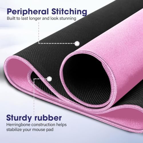 31.5" x 15.7" Waterproof Fabric Mouse Pad, Rubber Anti-Slip, Light Pink