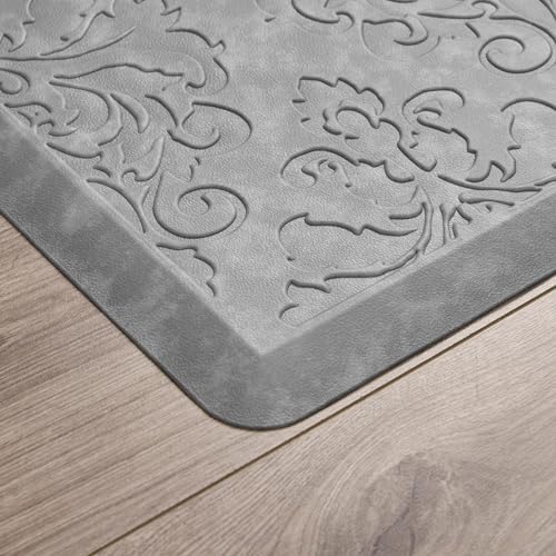 Chef Gear - Anti-Fatigue Gelness Kitchen Mat - Marni Design - Cushioned Comfort Chef Mat - Faux Leather - Cooking & Standing Relief -Skid-Resistant - Measures 17.5"x32" - Grey
