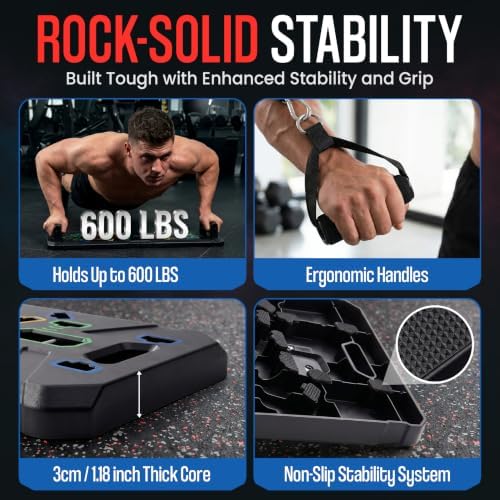 Portable Push Up Board Gym Kit 25-in-1, Foldable Push Up Station & Exercise Board Workout Set with 18 Accessories, Resistance Bands & Handles, Ankle Straps for Men, Women & Teens
