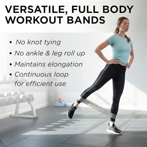 THERABAND Resistance Band Loop Set of 3, Exercise, 12", Black/Silver/Gold