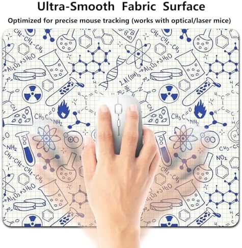 9.5x7.9 Inch Office/Gaming Mouse Pad, Science Chemistry Geometry Math Nerd Geek and Genius Cartoon Themed Design Art, Cute Anti-Slip Mat for Desk Decor
