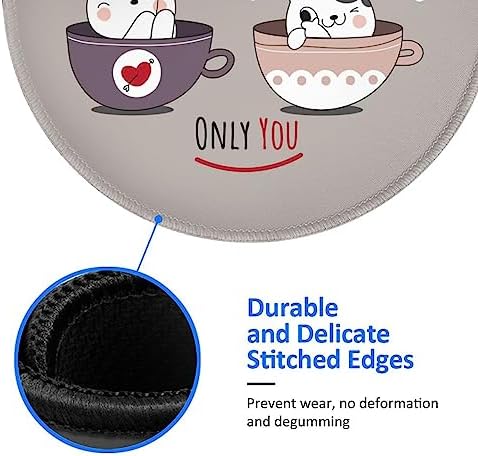 Cute Animal cat with Friend on Coffee Cup cat Mouse pad Cute,Gaming Mouse pad Small Non-Slip Round Mouse Pads for Wireless Mouse,Laptop,Desk