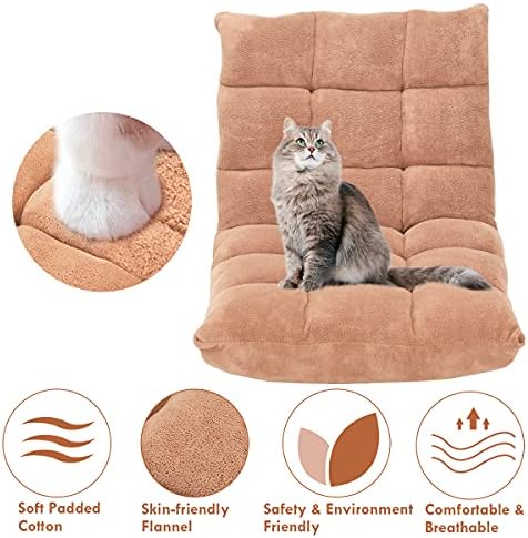 GIANTEX Floor Chairs for Adults, Floor Gaming Chair w/Back Support (Beige)