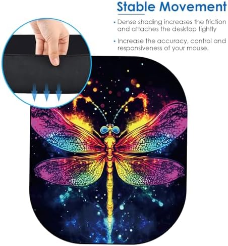 Small Mouse Pad，Mini Mouse Pad 6 x 7 Inch，for Laptop Keyboard Tray Wireless Mouse Home Office Travel，with Non-Slip Rubber Base, Waterproof Mouse Mat，Dragonfly in Space