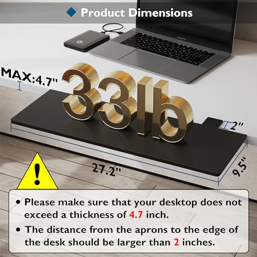 BONTEC Ergonomics Desk Extender Tray, 27.2 x 9.5 Inch, Black Carbon Fiber