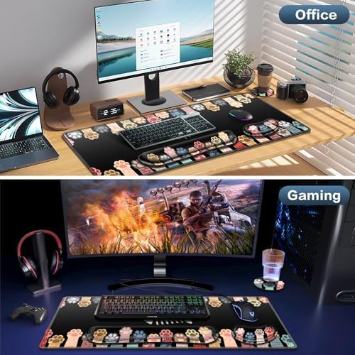 Desk Mat, Large Gaming Mouse Pad with Wrist Rest, 4 in1