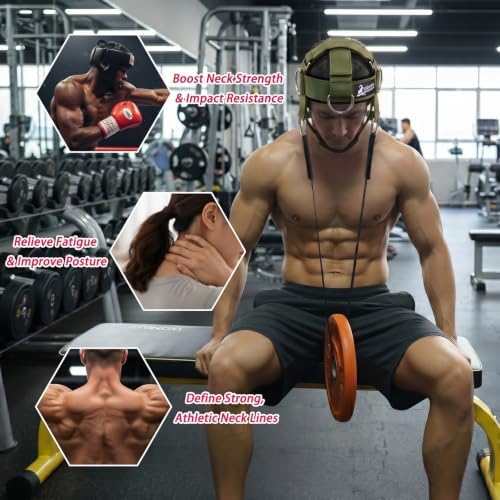 Adjustable Neck Harness with Pulley System & Resistance Bands – Multi-Directional Neck Weight Lifting Training for Strength, Stability & Posture – Padded Head Strap for Athletes & Fitness
