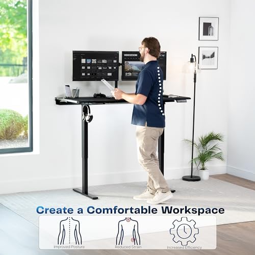 VIVO Black 60 x 30 in Standing Desk, DESK-KIT-1B6-P3B