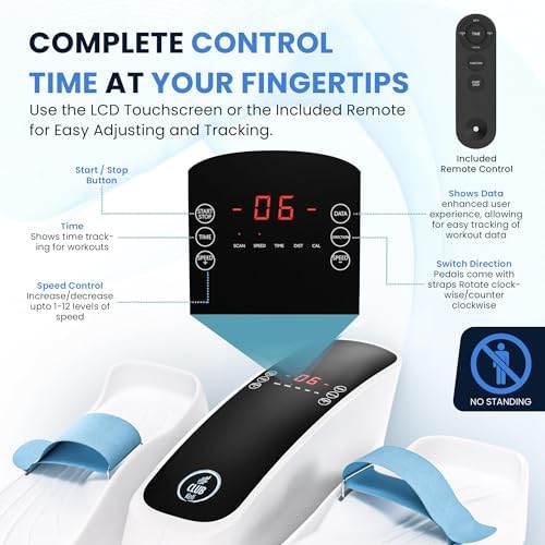 Under Desk Elliptical Machine, Electric Leg Exerciser for Seniors & Adults, Quiet Portable Seated Pedal Exerciser with Remote Control, LCD Display, 12 Speed Auto & Manual Modes