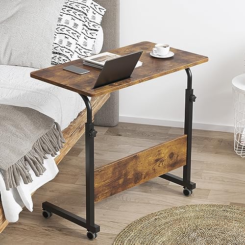 DlandHome 31.5 Inches Rolling Desk with Wheels Adjustable Height, Retro