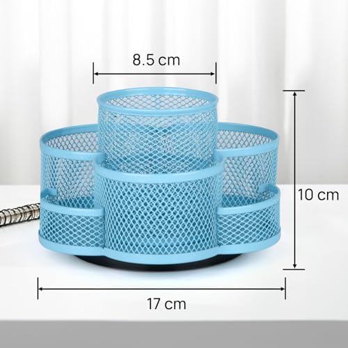 Topwey Sky Blue Rotating Pencil Holder for Desk Office