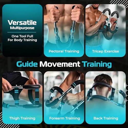 4-in-1 Arm & Chest Trainer, Adjustable Spring Resistance Bar with Push-Up Handles, Hand Grippers & S-Stand, Compact Home Gym Equipment for Men & Women, Bicep Tricep Shoulder Forearm Workout